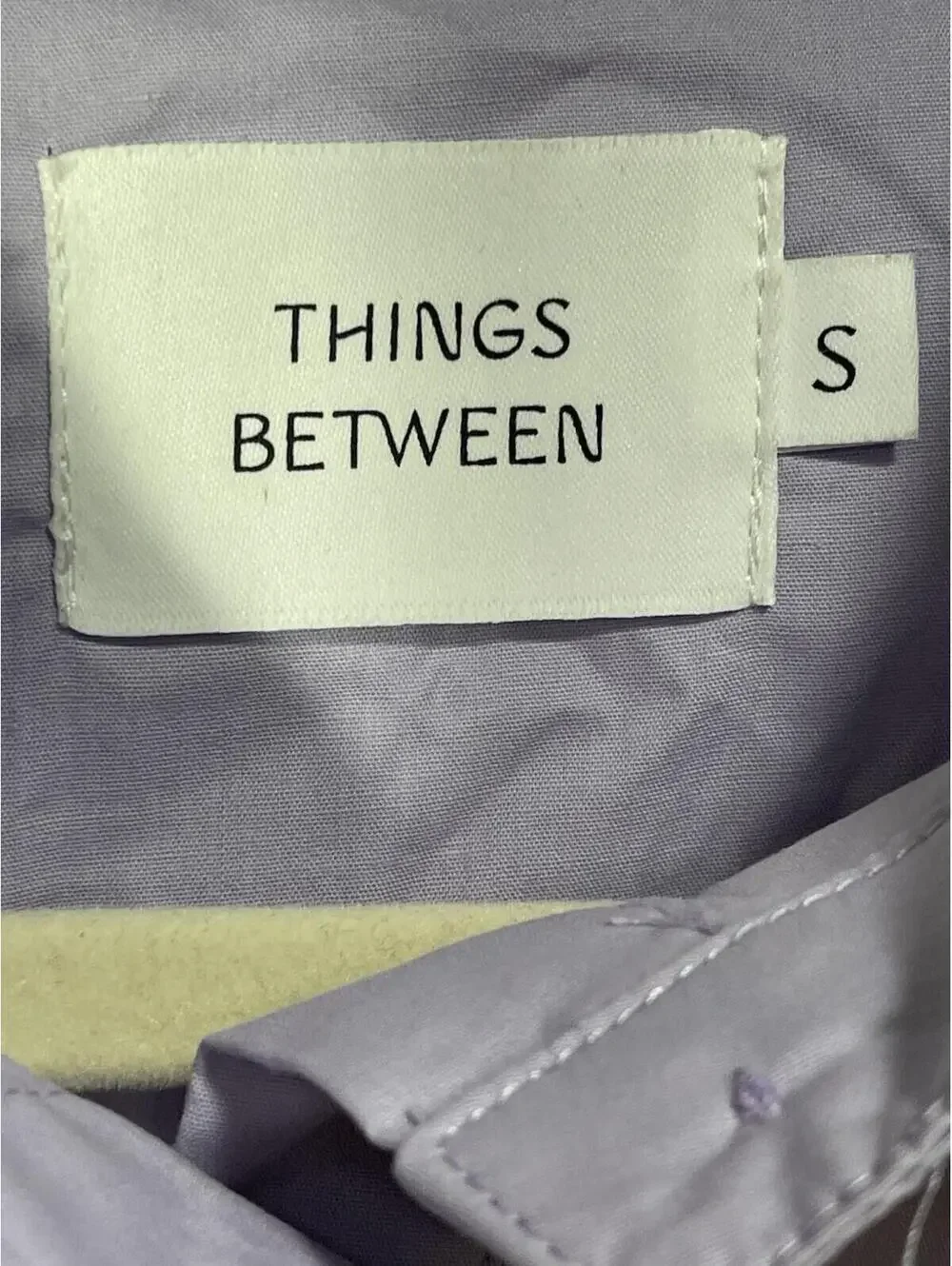 Things Between Lilac Button Shirt Dress S Oversized Long Sleeve Cotton Mini EUC